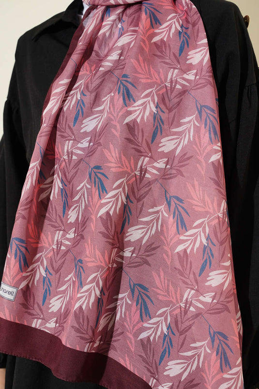 وشاح بنقشة أوراق استوائية، بني داكن