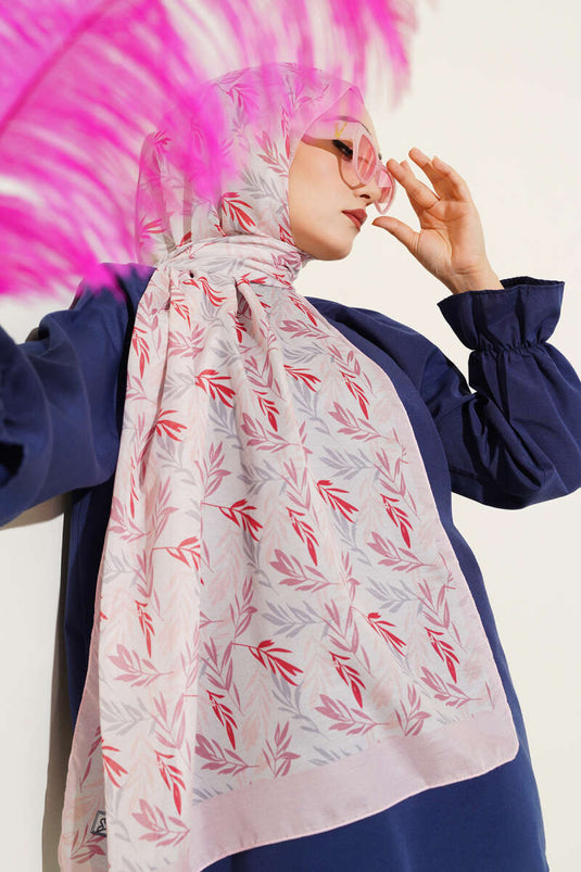 Tropical Leaf Pattern Shawl Powder