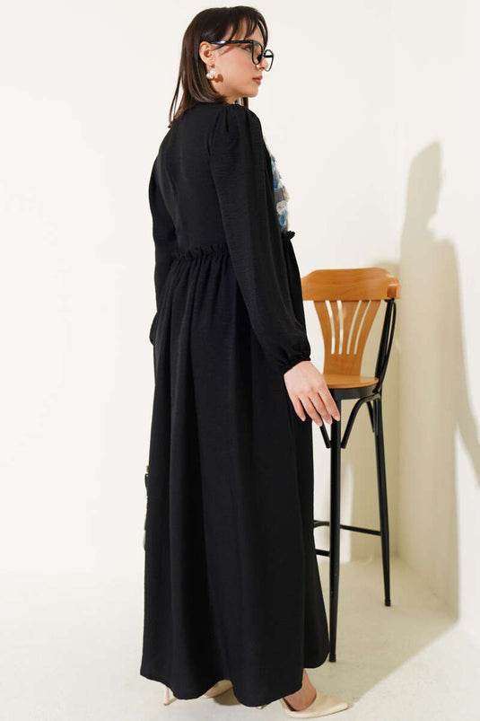 Robe fleurie en tulle noire