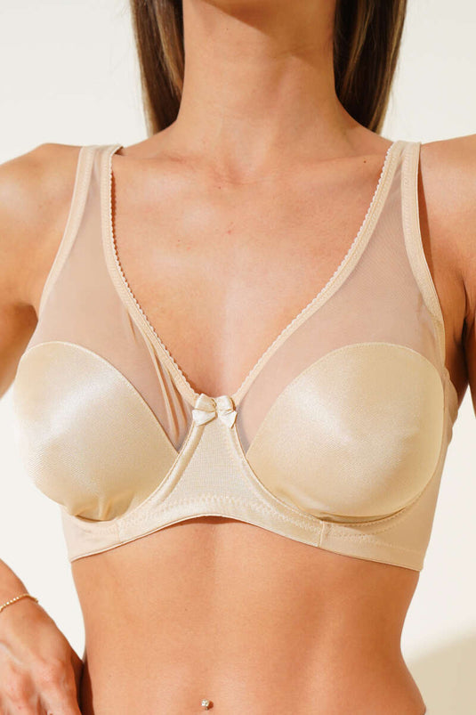 Tulle Detailed Non-Padded Minimizing Bra Ten