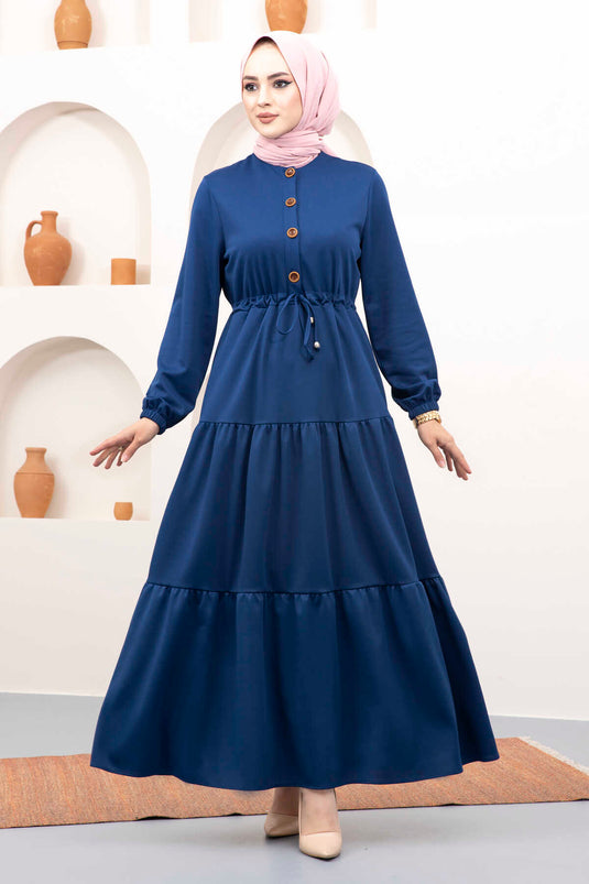فستان حجاب بحزام نفق نيلي