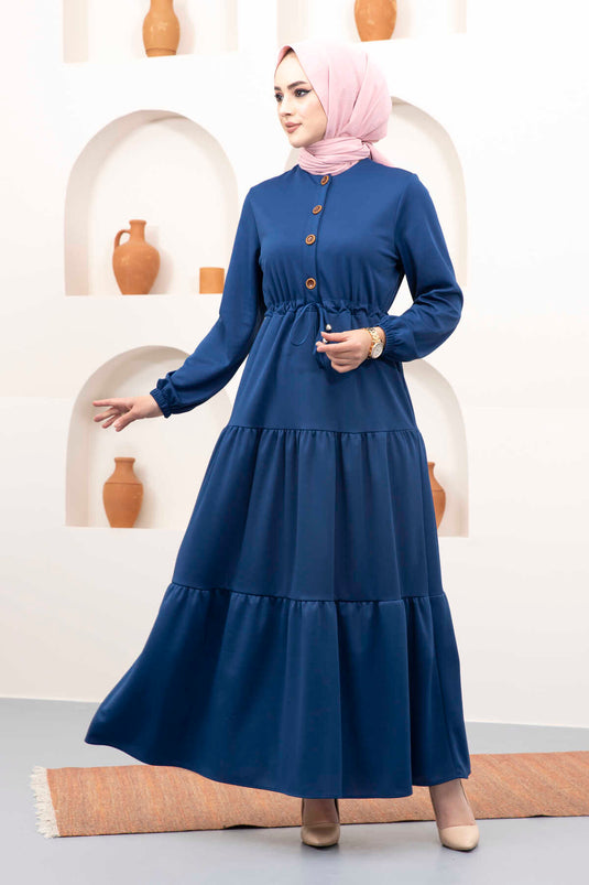 Robe Hijab Ceinture Tunnel Indigo