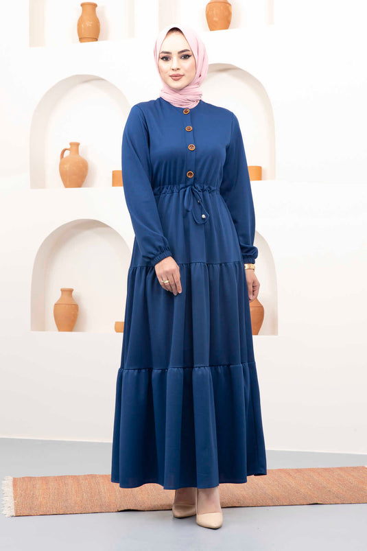فستان حجاب بحزام نفق نيلي