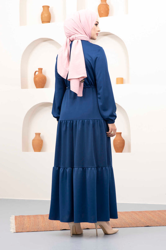 فستان حجاب بحزام نفق نيلي