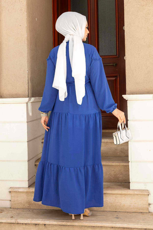 Belted Tunic Dress In Indigo