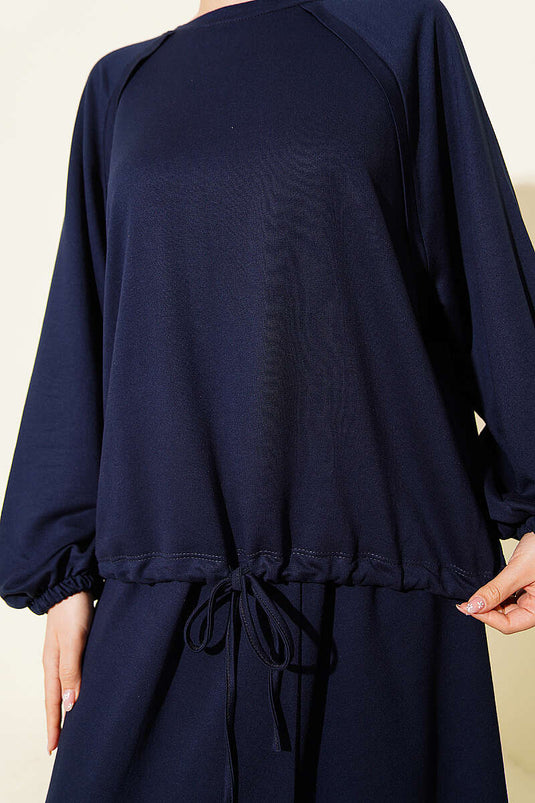 Ensemble Tünelli à cordons avec jupe Loyşa bleu marine