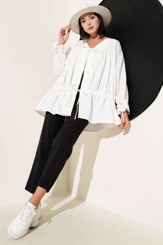 Kimono plissé tunnel blanc