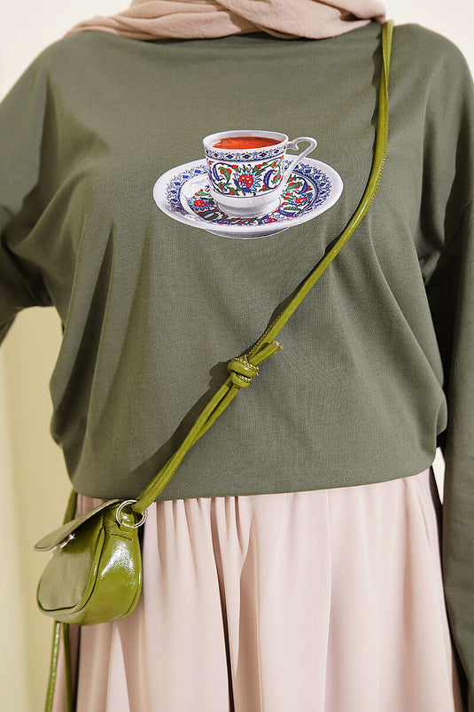 Turkish Coffee Print Tunic Khaki