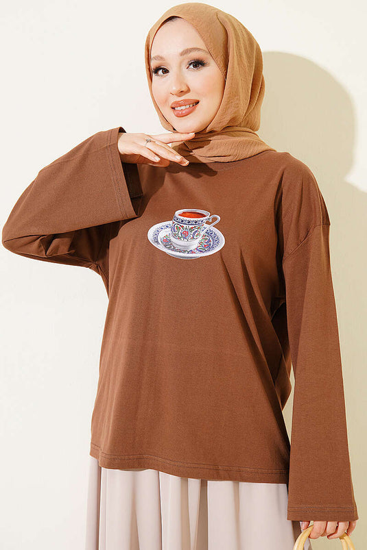 Turkish Coffee Print Tunic Coffee