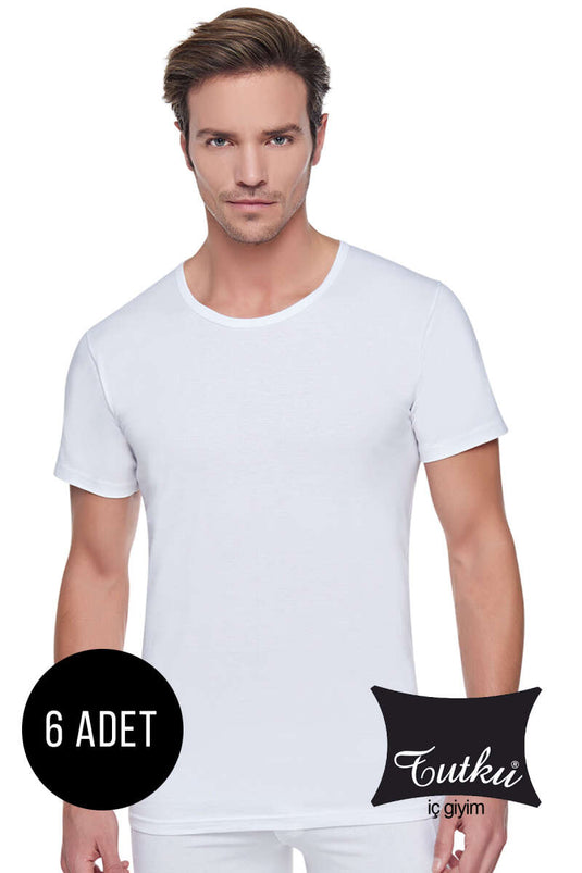 Passion 6-Pack Men's Combed Cotton Crew Neck Undershirt White