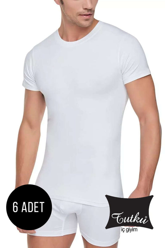 Passion 6-pack heren ronde hals ondershirt wit