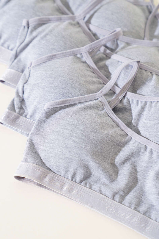 Soutien-gorge d'entraînement à bonnets Passion 6-Pack pour filles, gris