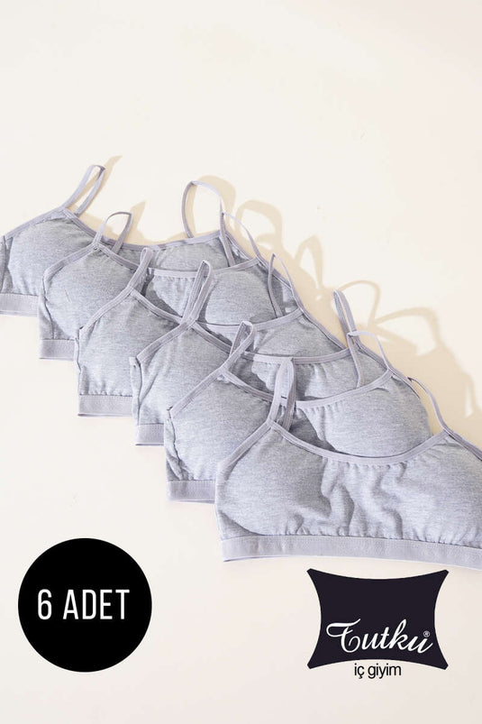 Soutien-gorge d'entraînement à bonnets Passion 6-Pack pour filles, gris