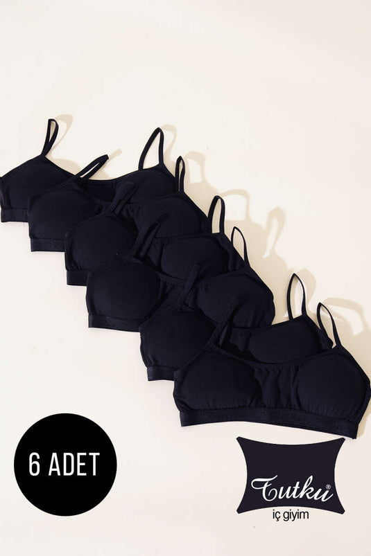 Soutien-gorge d'entraînement Passion 6-Pack pour filles, noir