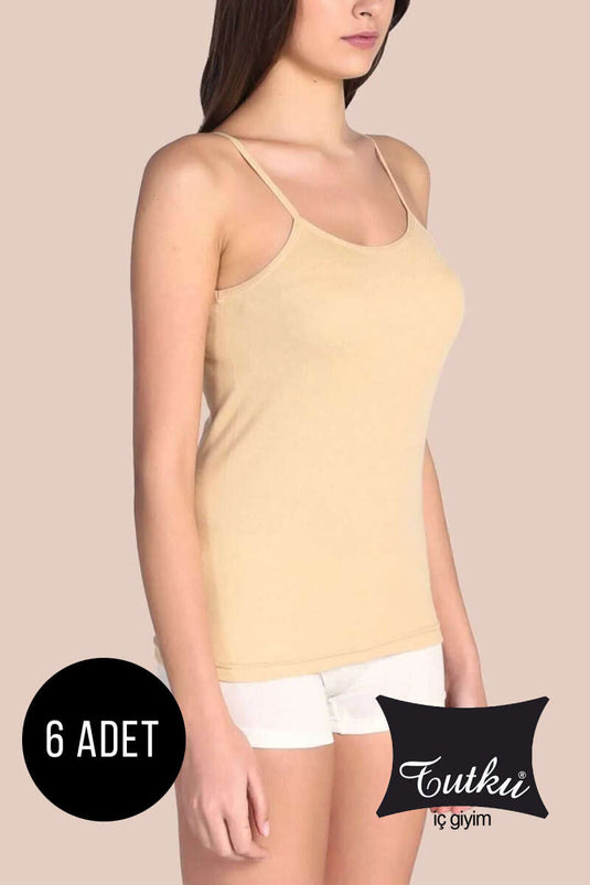 Tutku Women's 6-Piece Ribbed Rope Strap Undershirt Ten