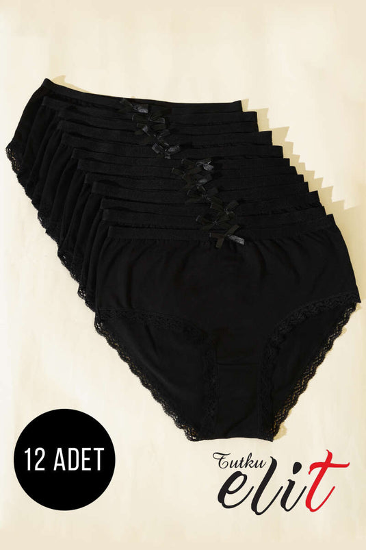 مجموعة Passion Elite من 12 قطعة من الدانتيل للنساء باللون الأسود