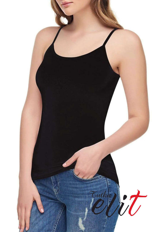 Tutku Elit Women's Modal Elastane Strappy Undershirt Black