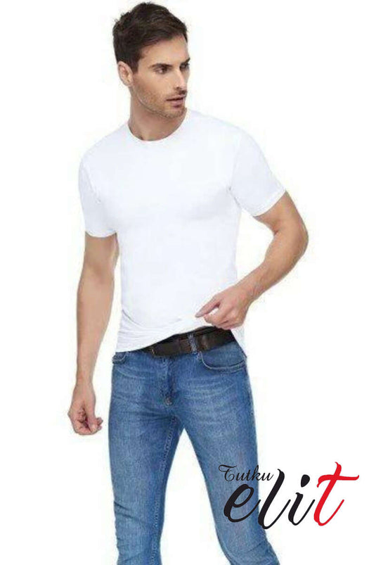 Tutku Elit Elastane Crew Neck Bodysuit White