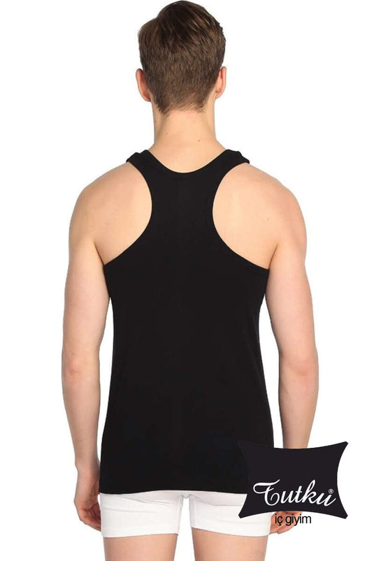 Passion Men's Ribbed Sports Undershirt Black