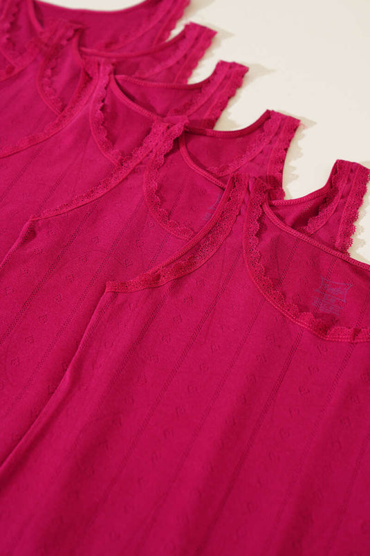 Débardeur femme Passion Jacquard à larges bretelles, lot de 6, couleur cerise