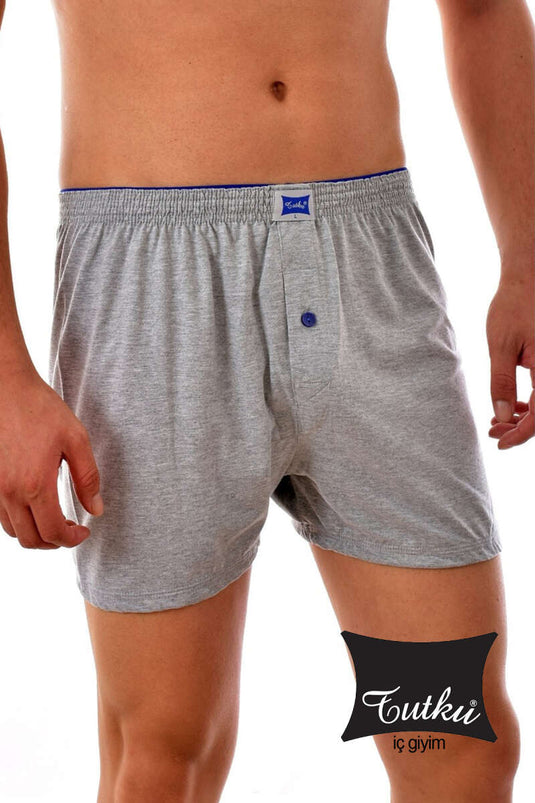 Tutku Combed Plain Men's Boxer Grey