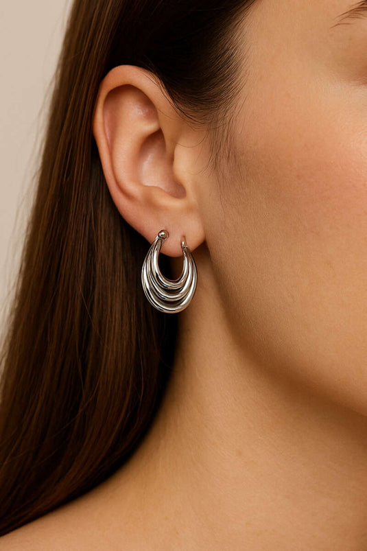 Drievoudige oorringen zilver