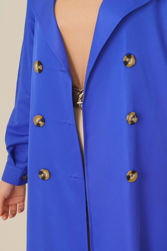 Trench-Coat Saks à Col Double Boutonnage À Trois Boutons