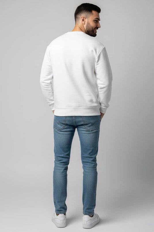 سويت شيرت رجالي برقبة دائرية بثلاث خيوط بلون عاجي