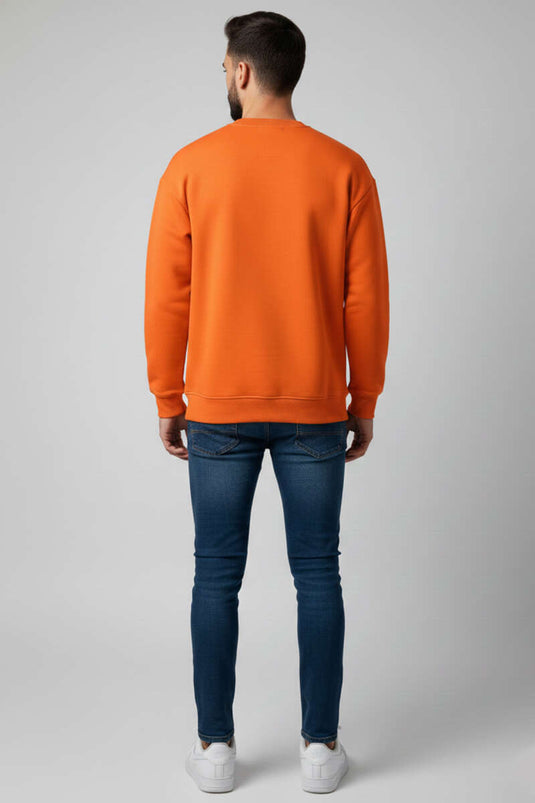 سويت شيرت رجالي برقبة دائرية بثلاث خيوط برتقالي