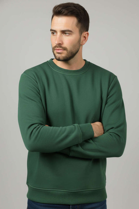 سويت شيرت رجالي برقبة دائرية بثلاث خيوط أخضر