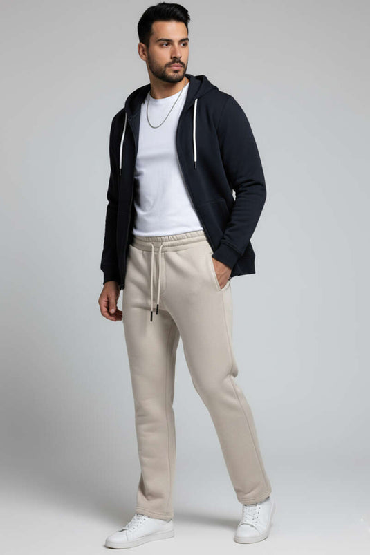 Pantalon de survêtement homme trois fils, couleur pierre