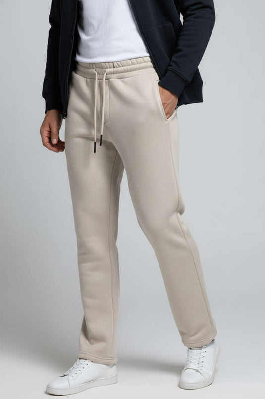 بنطال رياضي رجالي ثلاثي الخيوط بلون حجري