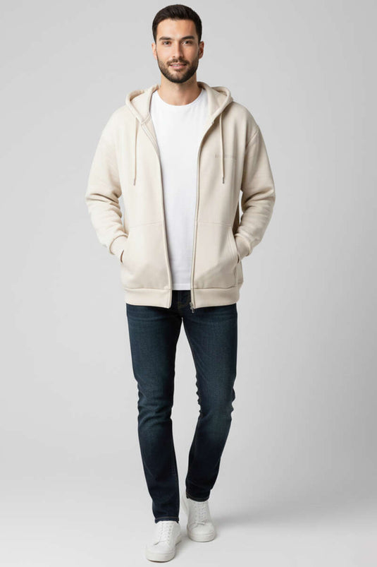 Three-Thread Zippered Men's Sweatshirt Bone