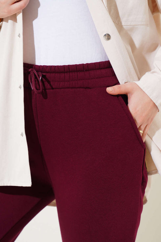 Three Thread Jogger Pants Burgundy