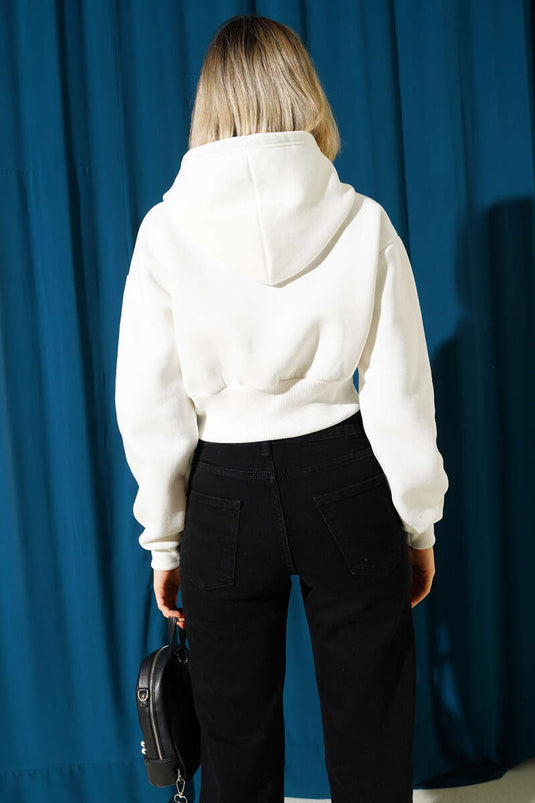 كارديجان قصير بغطاء رأس بثلاثة خيوط، لون بيج فاتح