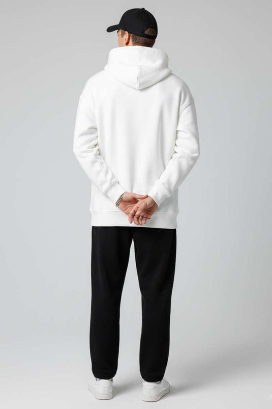 Three-Thread Hooded Men's Sweatshirt, Ecru