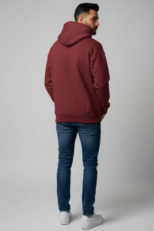 Three-Thread Hooded Unisex Sweatshirt Maroon