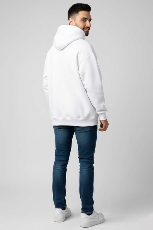 سويت شيرت بغطاء رأس ثلاثي الخيوط للجنسين بلون عاجي