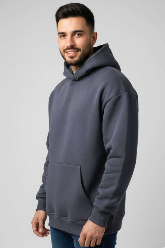 Felpa unisex con cappuccio a tre fili fumo