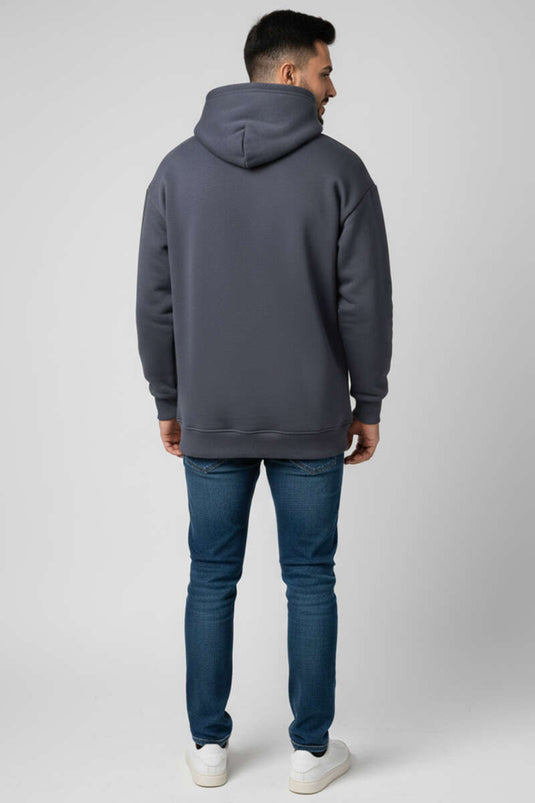 Three-Thread Hooded Unisex Sweatshirt Smoke Gray