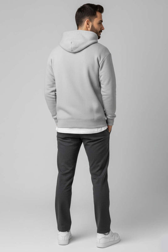Three-Thread Hooded Unisex Sweatshirt Gray