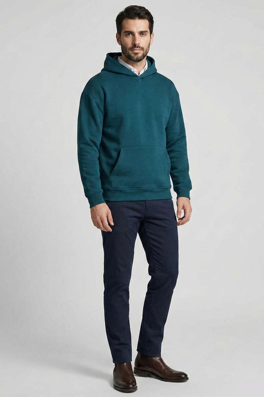 Three-Thread Hooded Unisex Sweatshirt Petrol