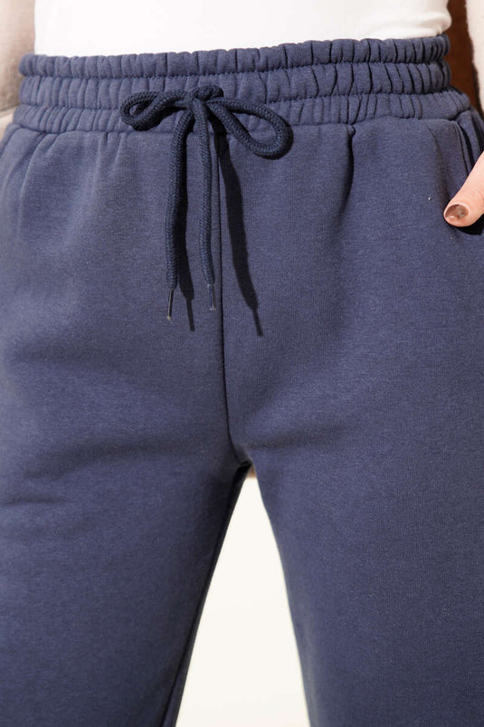 Dreifädige, elastische Jogginghose, Marineblau