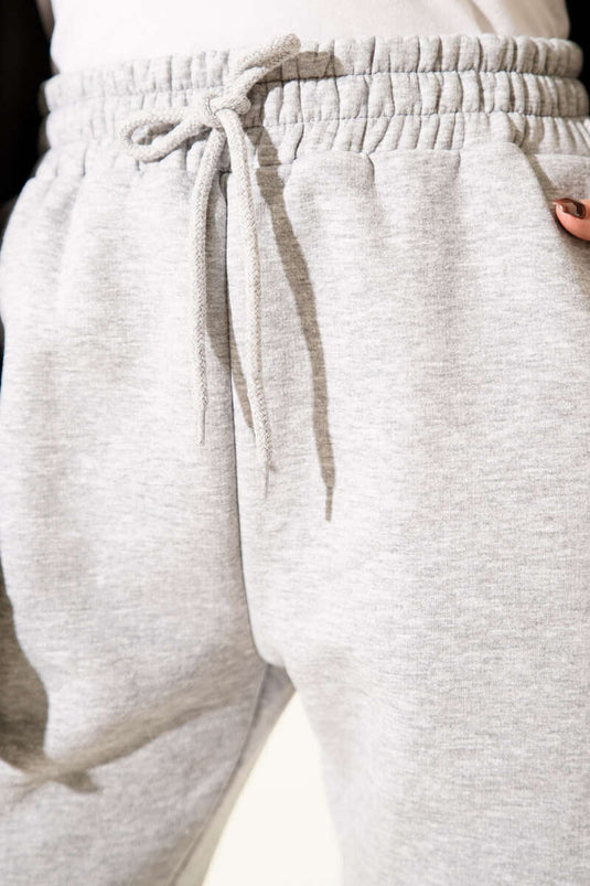 Üç İplik Lastikli Jogger Pantolon Melanj Gri