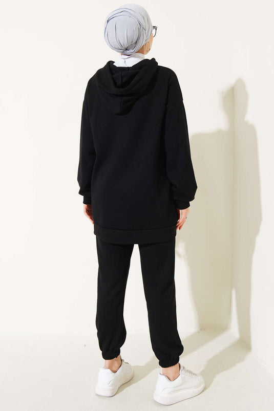 بدلة مزدوجة من ثلاثة خيوط Loysa Teddy باللون الأسود