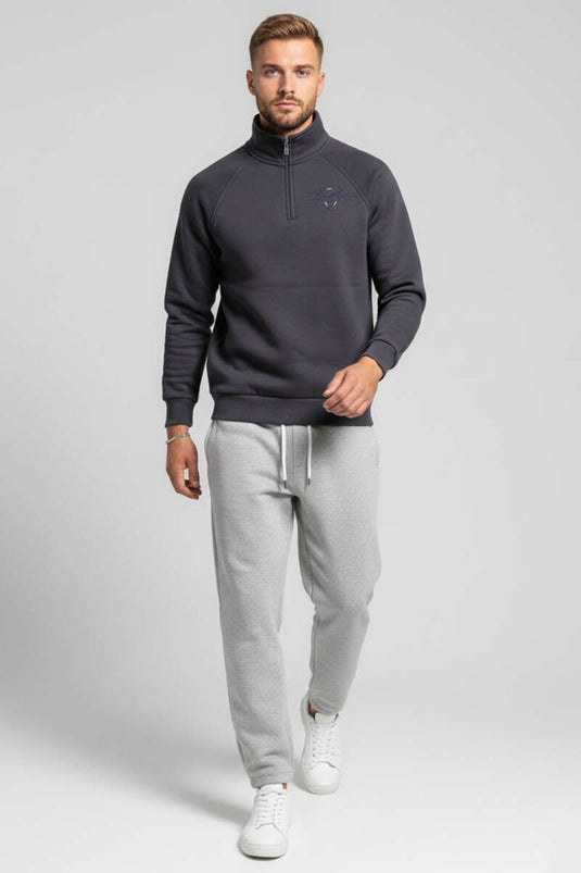 Sweat-shirt pour homme à broderie triple fil gris fumé