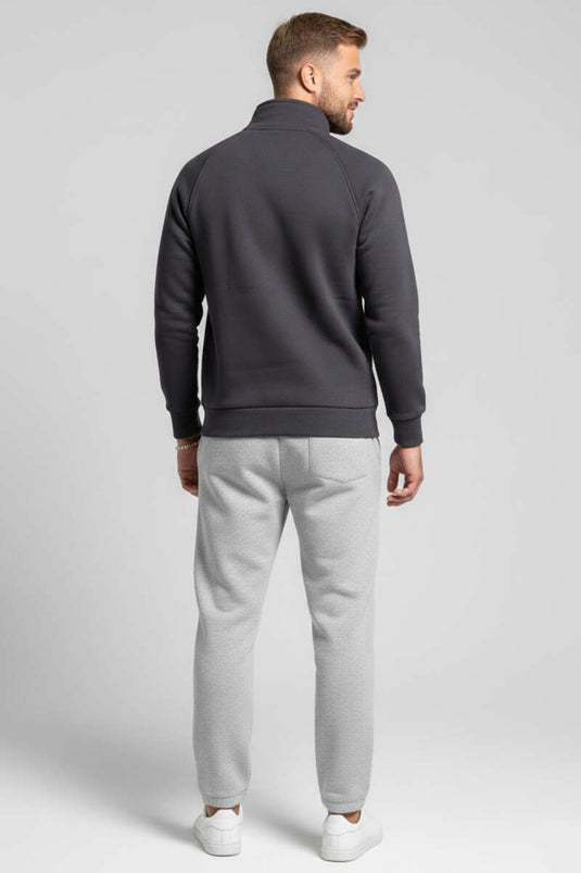 Sweat-shirt pour homme à broderie triple fil gris fumé