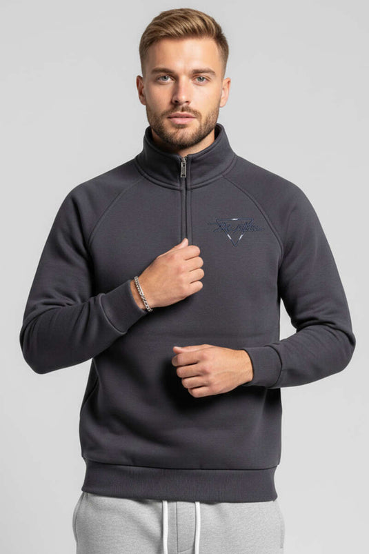 Sweat-shirt pour homme à broderie triple fil gris fumé