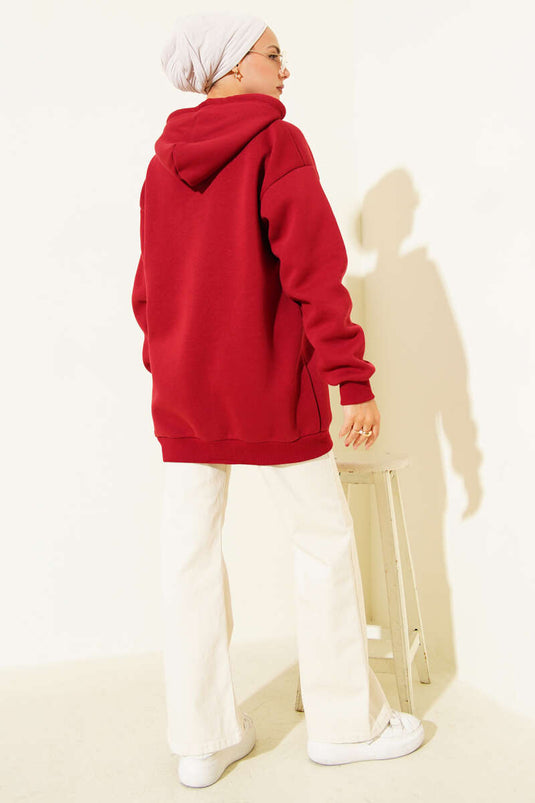 Triple Thread Half Snap Sweatshirt Burgundy