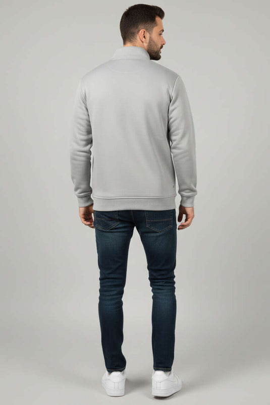 Three-Thread Half-Zipper Men's Sweatshirt Gray